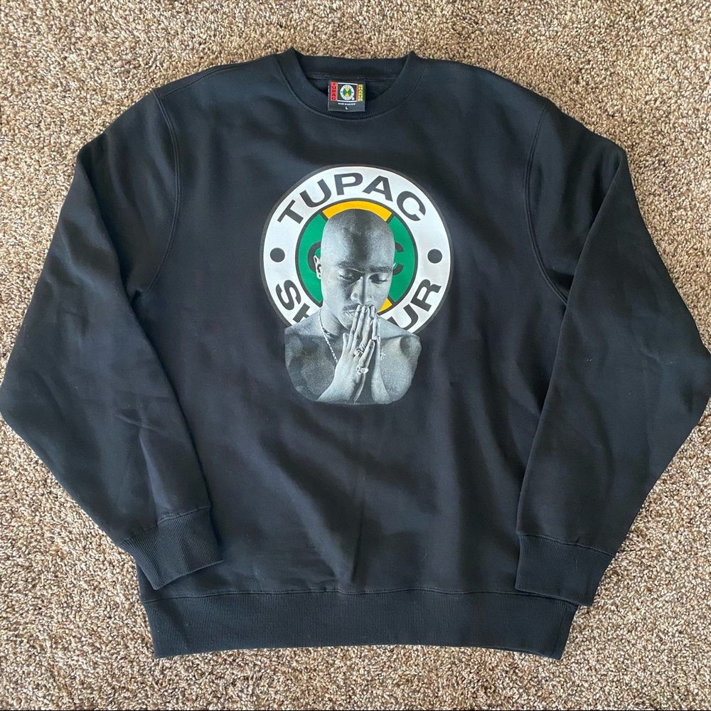 Cross Colours 2Pac Tupac Shakur Heavyweight Black Sweatshirt size Large L